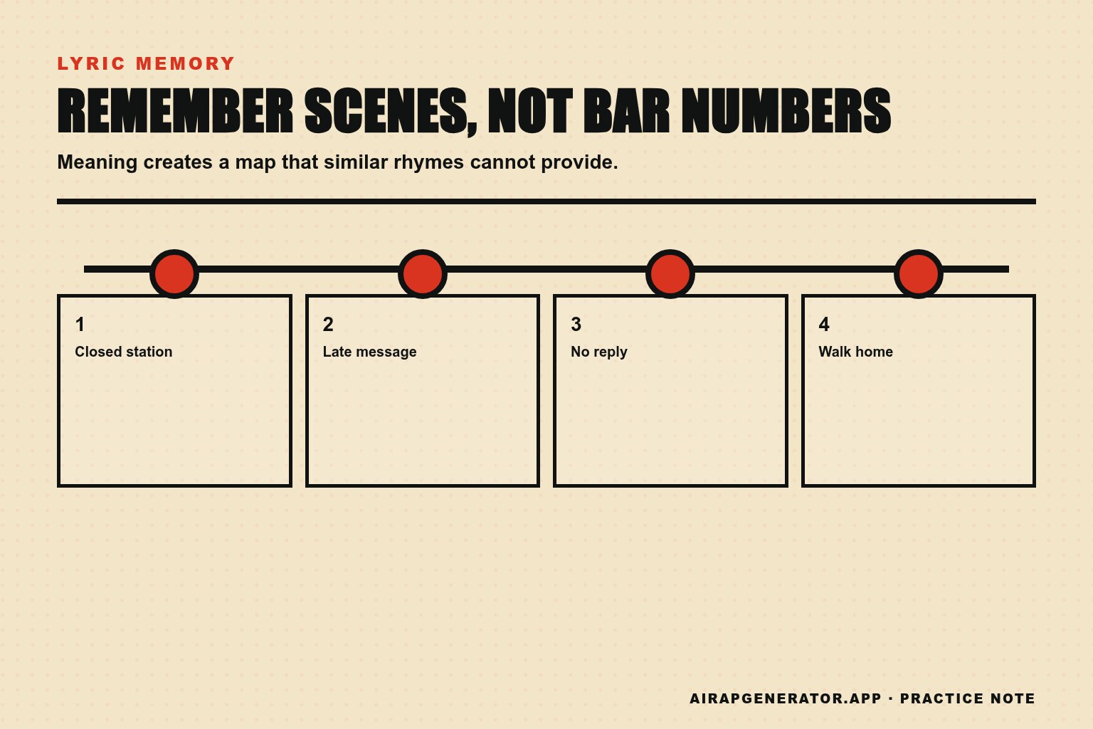 A sixteen-bar verse divided into four memorable scenes instead of four arbitrary blocks