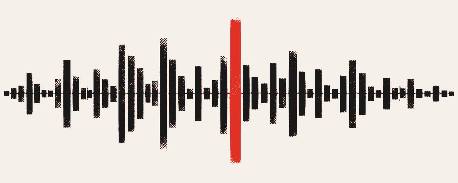A row of audio level bars, the tallest one red